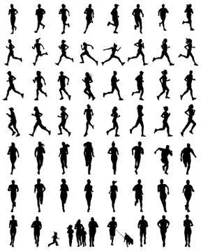 Silhouettes of runners Stock Illustration