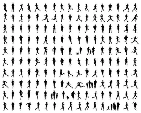 Silhouettes of runners Stock Illustration
