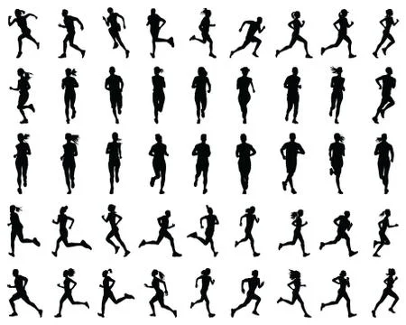 Silhouettes of runners Stock Illustration