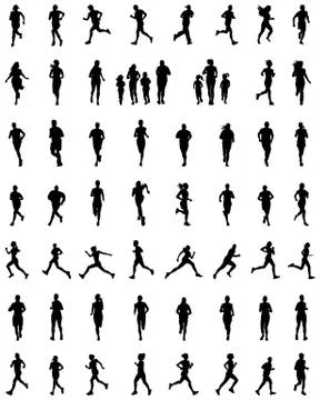 Silhouettes of running Stock Illustration