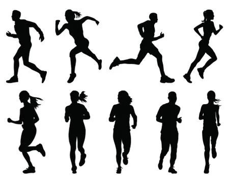 Silhouettes of running Stock Illustration