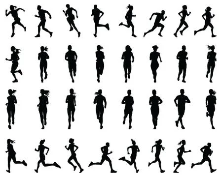 Silhouettes of running Stock Illustration