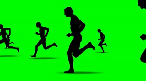 SILHOUETTES OF RUNNING MEN Stock Footage 10874567