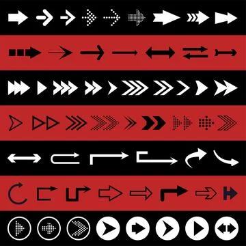 Silhouettes set of arrow. Collection arrow vector illustrations silhouettes Stock Illustration