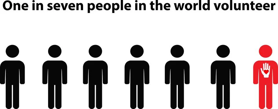 Silhouettes of seven persons Stock Illustration