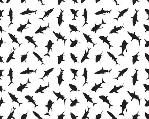 Silhouettes of sharks, seamless Stock Illustration