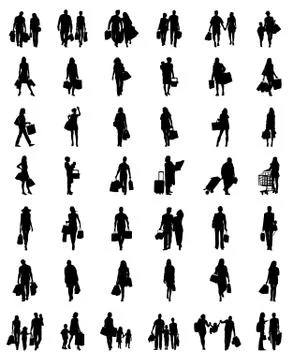 Silhouettes of  shopping Stock Illustration