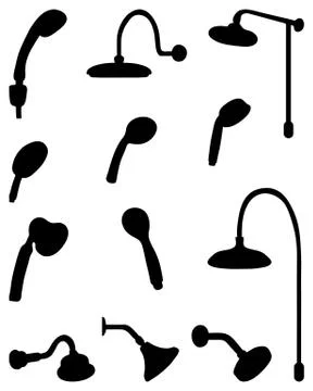 Silhouettes of showers Stock Illustration
