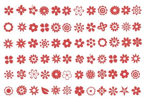 Silhouettes of simple vector flowers Stock Illustration