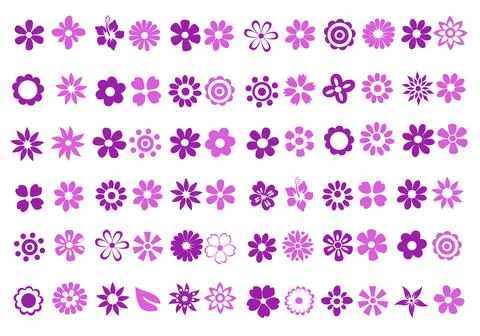 Silhouettes of simple vector flowers Stock Illustration