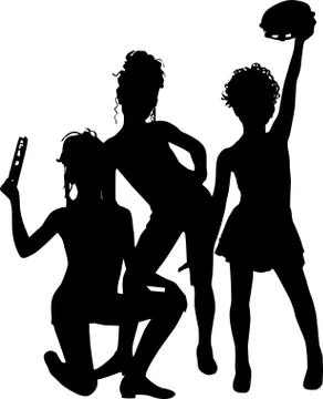 Silhouettes small friends Stock Illustration