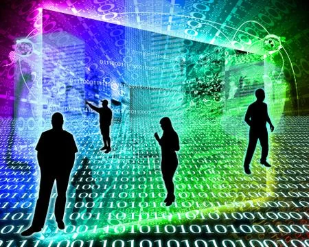 Silhouettes in the space Stock Illustration