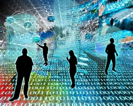 Silhouettes in the space Stock Illustration