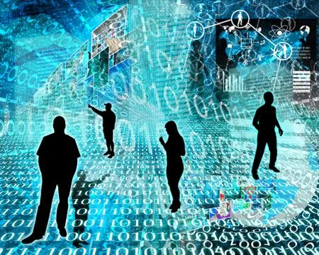 Silhouettes in the space Illustrazione stock