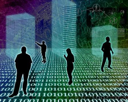 Silhouettes in the space Stock Illustration