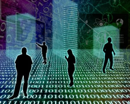 Silhouettes in the space Stock Illustration