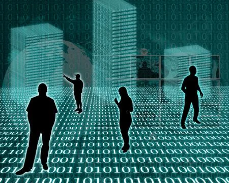 Silhouettes in the space Illustrazione stock