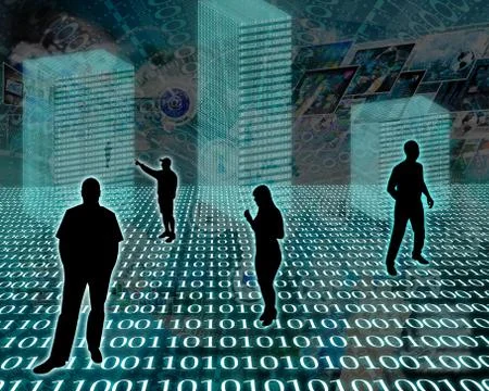 Silhouettes in the space Stock Illustration