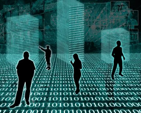 Silhouettes in the space Stock Illustration