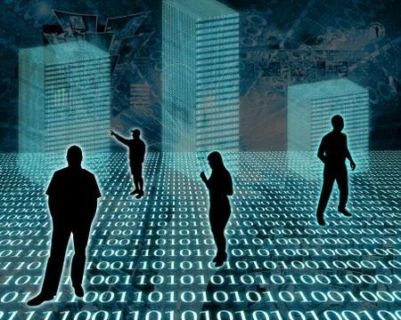 Silhouettes in the space Stock Illustration