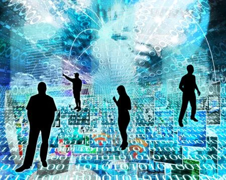 Silhouettes in the space Stock Illustration