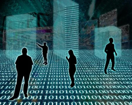 Silhouettes in the space Stock Illustration