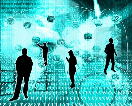 Silhouettes in the space Illustrazione stock