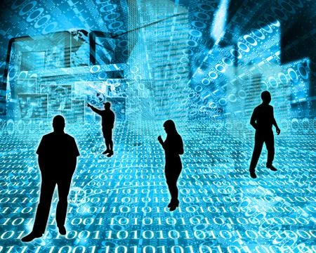 Silhouettes in the space Stock Illustration