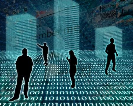 Silhouettes in the space Stock Illustration