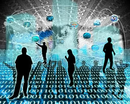 Silhouettes in the space Illustrazione stock