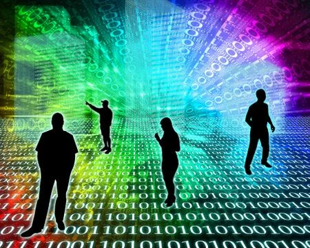 Silhouettes in the space Illustrazione stock