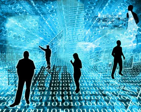 Silhouettes in the space Illustrazione stock