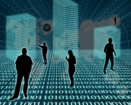 Silhouettes in the space Illustrazione stock