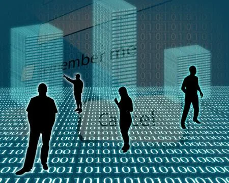 Silhouettes in the space Illustrazione stock