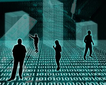 Silhouettes in the space Stock Illustration