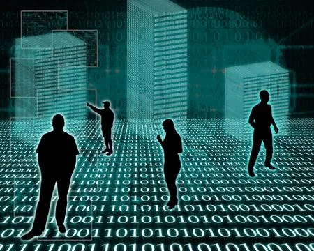 Silhouettes in the space Illustrazione stock