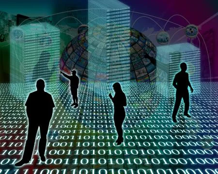 Silhouettes in the space Illustrazione stock