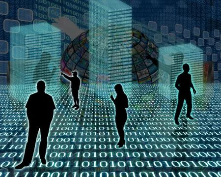 Silhouettes in the space Stock Illustration