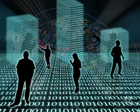 Silhouettes in the space Illustrazione stock