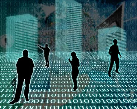 Silhouettes in the space Stock Illustration