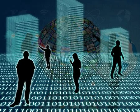 Silhouettes in the space Illustrazione stock