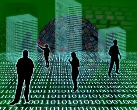 Silhouettes in the space Illustrazione stock