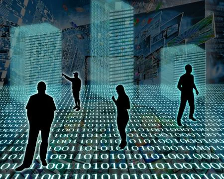 Silhouettes in the space Illustrazione stock