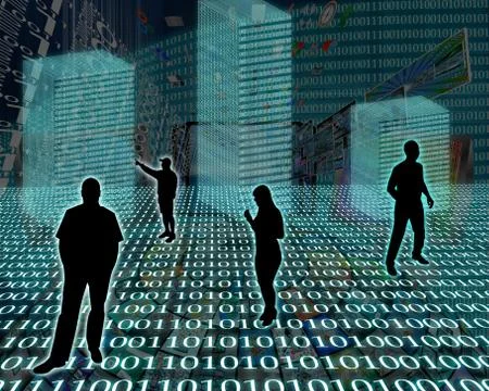 Silhouettes in the space Illustrazione stock