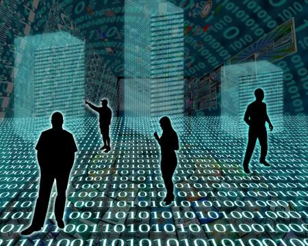 Silhouettes in the space Illustrazione stock