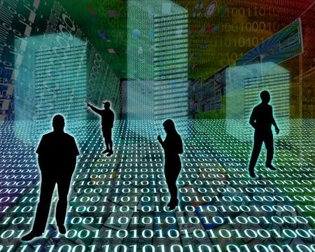 Silhouettes in the space Stock Illustration