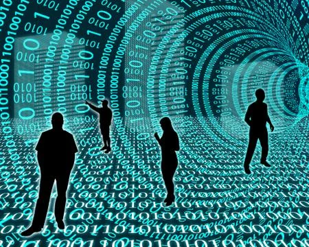 Silhouettes in the space Stock Illustration