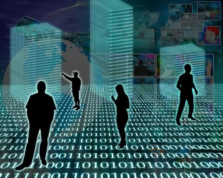 Silhouettes in the space Illustrazione stock