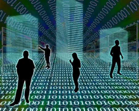 Silhouettes in the space Illustrazione stock