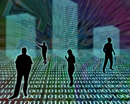 Silhouettes in the space Stock Illustration